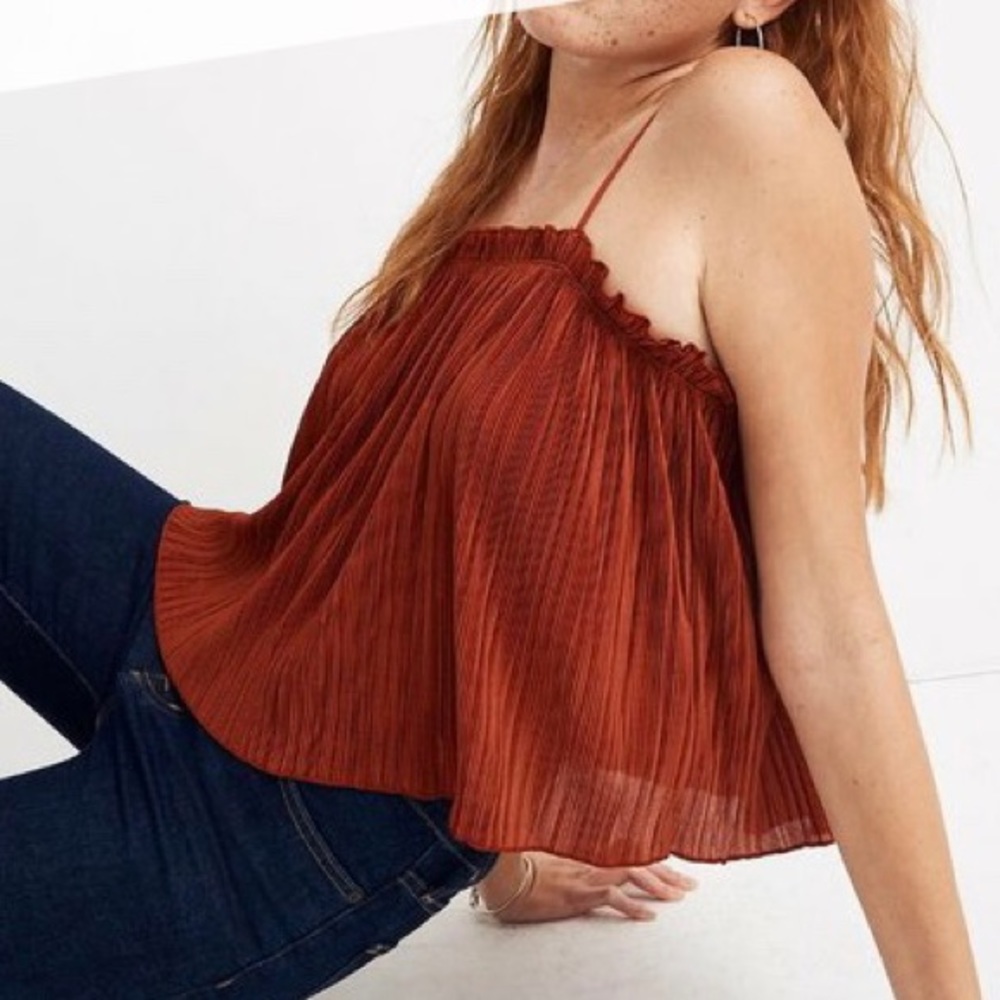 madewell rust pleated cami - Picture 2 of 5